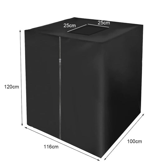 1pc IBC Tankhoes / Buitenemmer Cover – Zwart/Groen, Geschikt voor 600L & 1000L Vaten, Met Rits & Elastisch Koord