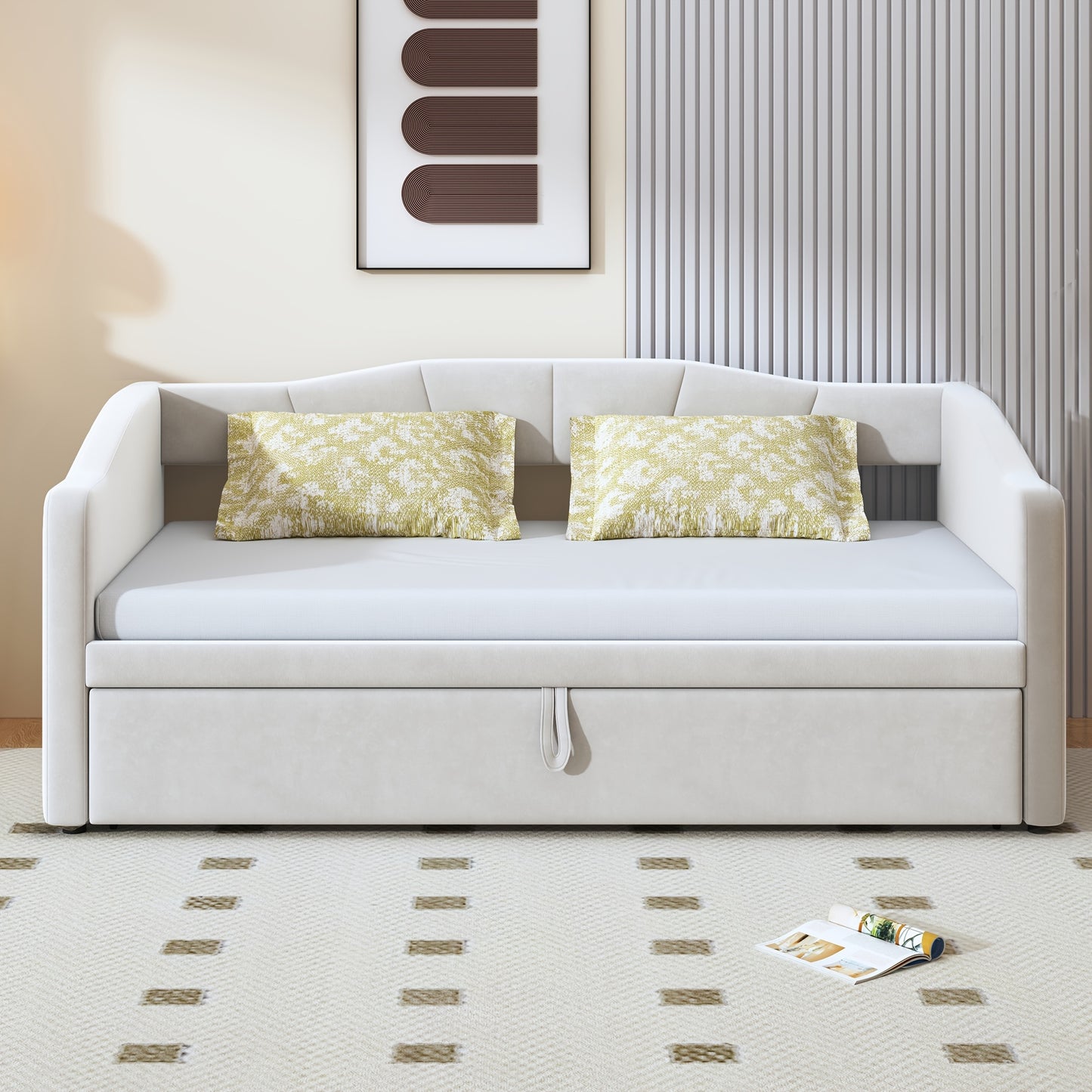 Opbergbed – Bedframe – Opbergbedlade – Slaapbed – Bed met lades – Modern wit – Ruimtebesparend ontwerp – Geschikt voor matras 140x200 cm