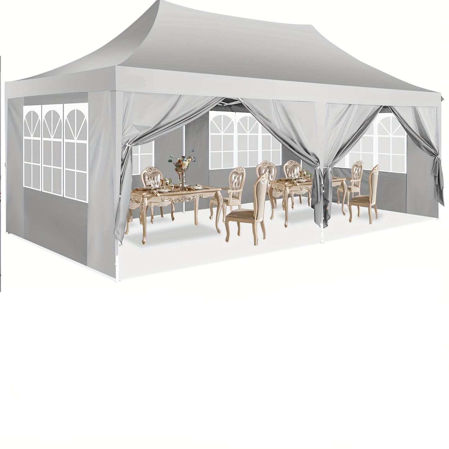 Pop-up Tent – Vouwtent – Zonnezeil – Kampeertent – Partytent – 3,05x6,1 Meter – 6 Verwijderbare Zijwanden – Verstelbare Hoogte