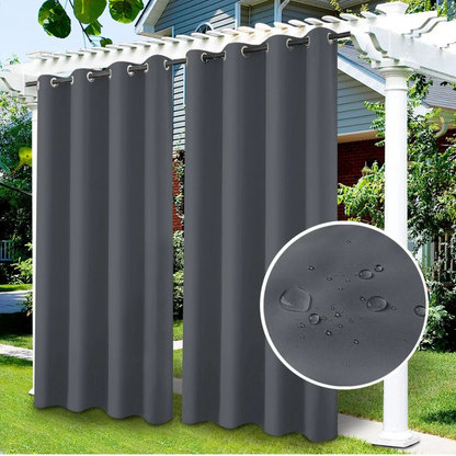 Waterdichte Outdoor Gordijnen - Buitengordijnen Waterdicht - Buiten Gordijnen Overkapping - Buiten Gordijnen - Gordijnen Tuin - Voor Patio, Veranda en Pergola – UV-Beschermend en Zonlicht Verduisterend - Grijs - 137x213cm - 2 stuks