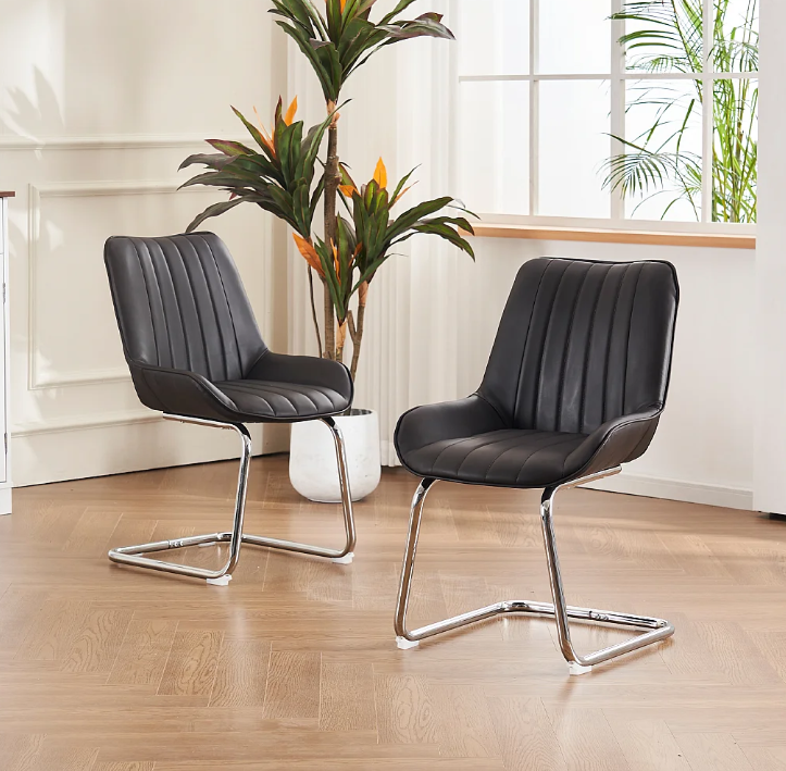 Stoelen – Eetkamerstoelen – Keukenstoelen – Woonkamerstoelen – Zwarte Stoelen – Kunstleer Bekleding – Comfortabele Schuimvulling