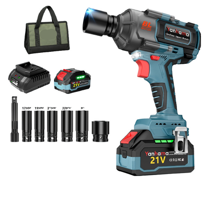 Slagmoersleutel – Slagschroevendraaier – Accu Slagmoersleutel – Elektrische Dopsleutel – Draadloos – 21V Borstelloze Motor – Inclusief 2 x 4000 mAh Accu’s en Accessoires