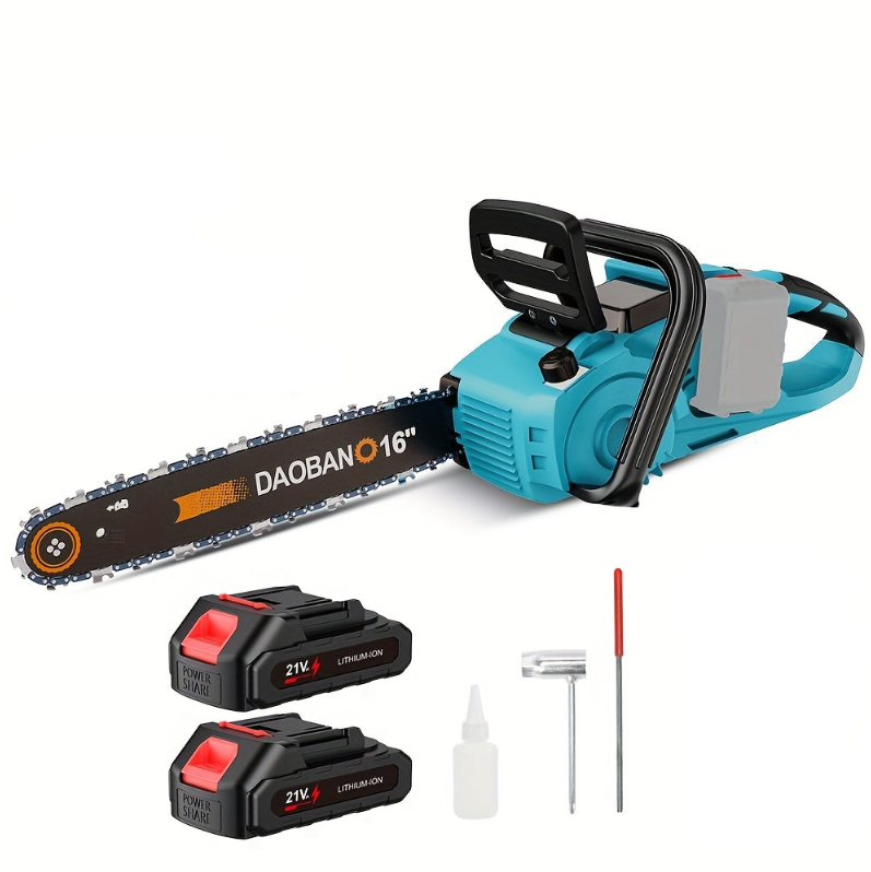 Accukettingzaag – Snoeizaag – Takkenzaag – Handkettingzaag – Elektrische Kettingzaag – 40,64 cm Zaagblad – Automatische Kettingsmering – Antislip Handvat – Inclusief 2 Lithiumbatterijen