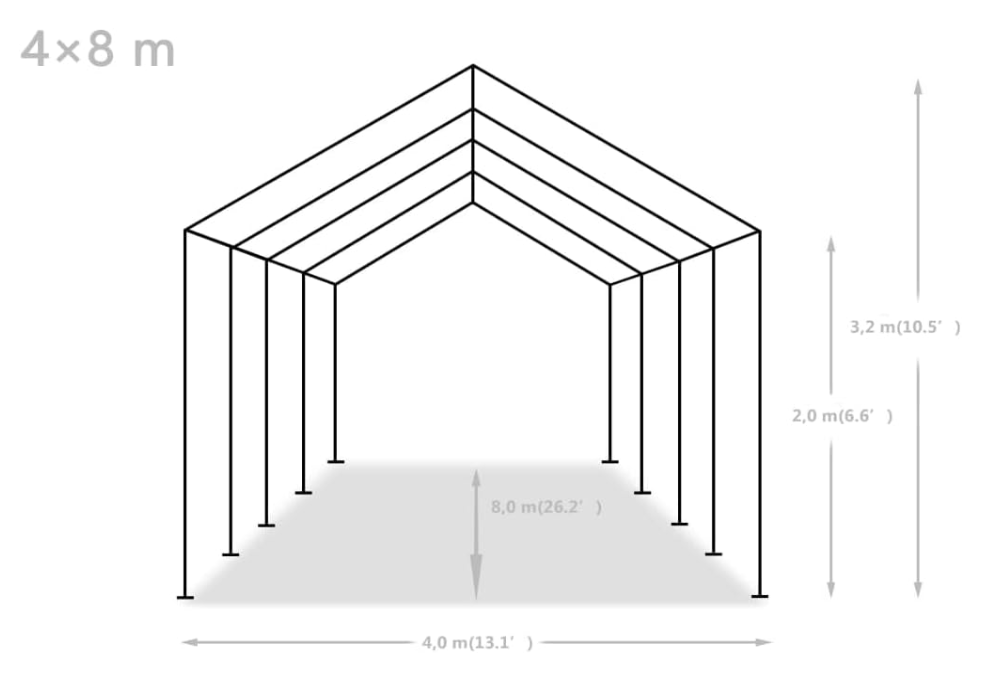 Partytent – Feesttent – Tent – Evenemententent – Tuintent – 4x8 meter – Waterdicht Dak – UV Bescherming 50+