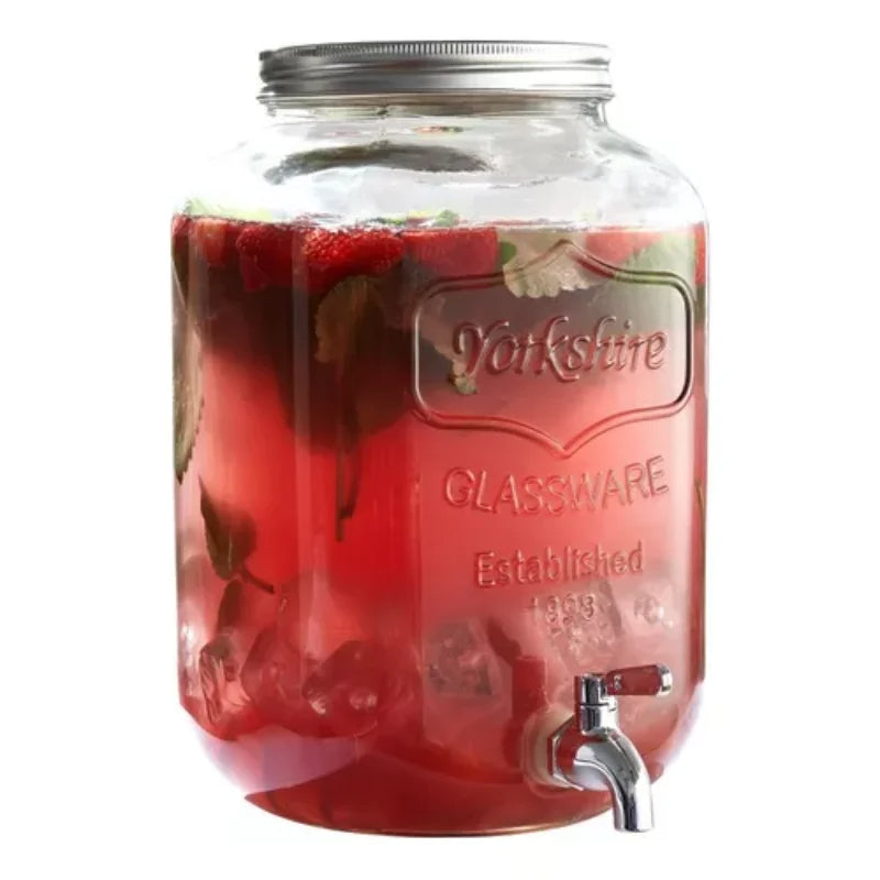 Dispenser - Beverage dispenser - Organization dispenser - Glass beverage dispenser - 8L - Transparent White