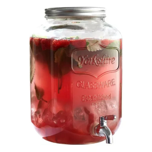 Dispenser - Beverage dispenser - Organization dispenser - Glass beverage dispenser - 8L - Transparent White