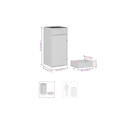 Tuinkist Opbergbox – Tuinkast Buiten – Tuingereedschap Kist – Tuinmeubel Kast Zwart – Poly Rattan – 55x55x111 Cm – Weerbestendig & Ruimtebesparend