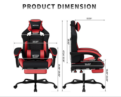 Gamingstoel – Gamestoel – Gaming Chair – Game Stoel – Bureaustoel – Ergonomisch Design – Verstelbare Voetensteun – PU Lederen Bekleding – Max Belastbaarheid 150 kg