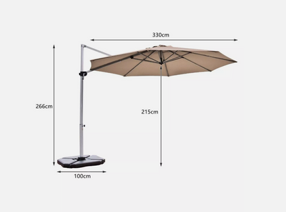 Zonneparasol – Tuinparasol – Terrasparasol – Marktparasol – Balkonparasol – Ø 330 cm – 360° Draaibaar Met Knikmechanisme – UPF 50+ Bescherming – Beige