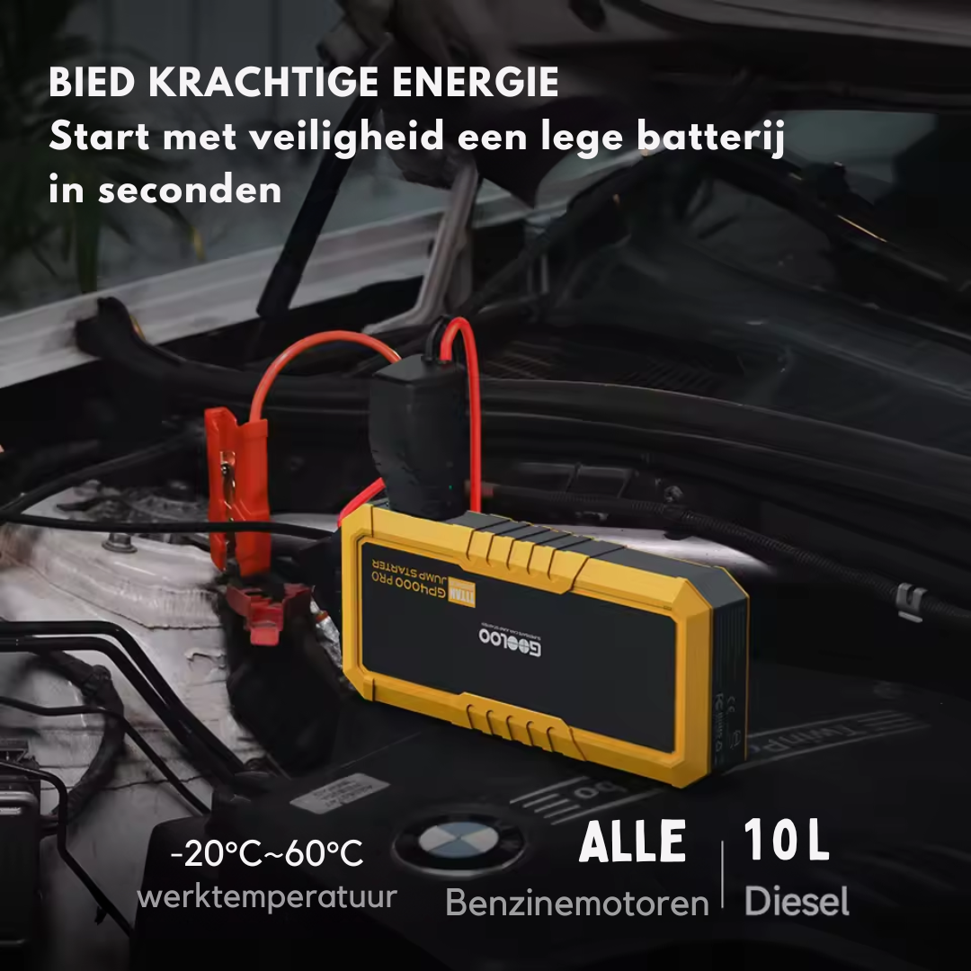 Jumpstarter - Jumpstarter voor Auto - 12V - 4000A - 26800mAh - Auto Start Apparaat - Jumpstarter met Powerbank - Jump Starter Auto Booster - Zwart - QUORE