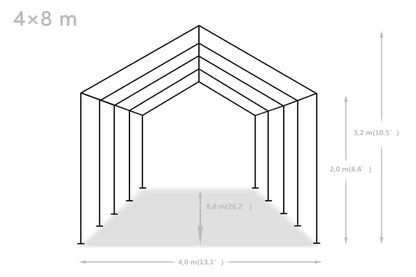Feesttent – Partytent – Tuinpaviljoen – Tuintent – Paviljoen – Waterdicht – UV-bescherming SPF 50+ – 4x8 meter – Stevig Gegalvaniseerd Stalen Frame – Afneembare Zijwanden