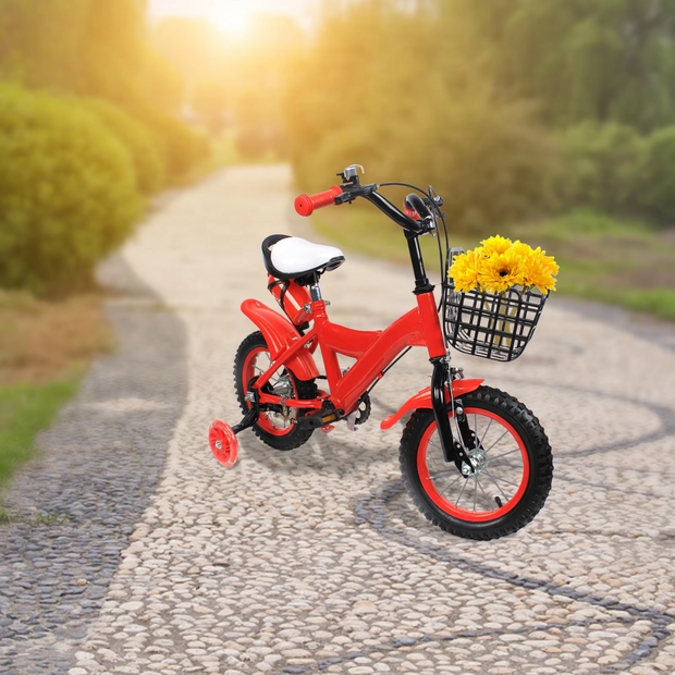 Kinderfiets - Kinderfietsen - Kinder Fiets - Kinderfiets 12 Inch - Voor Meisjes en Jongens - met Zijwieltjes - Geschikt Vanaf 2 Jaar - Rood