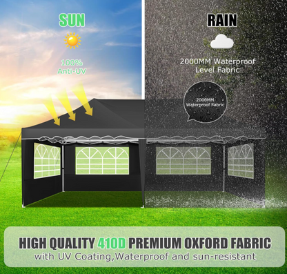 Feesttent – Partytent – Paviljoen – Tuintent – Opvouwbare Tent – 3x6 Meter – 6 Afneembare Zijwanden – Zilveren Coating – Draagtas Met Wieltjes – Inclusief Zandzakken