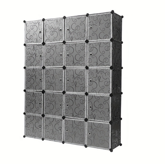 Opbergkast – Opbergrek – Stellingkast – Opbergmeubel – Opbergsysteem – 20-vaks Modulair – Duurzaam Kunststof – 183x147x37 cm – Eenvoudige Montage – Ruimtebesparend Design