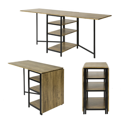 Uitschuifbare Tafel – Opklapbare Eettafel – Uitklapbare Tafel – Opbergtafel – Compacte Keukentafel – 180x60 cm – MDF Hout