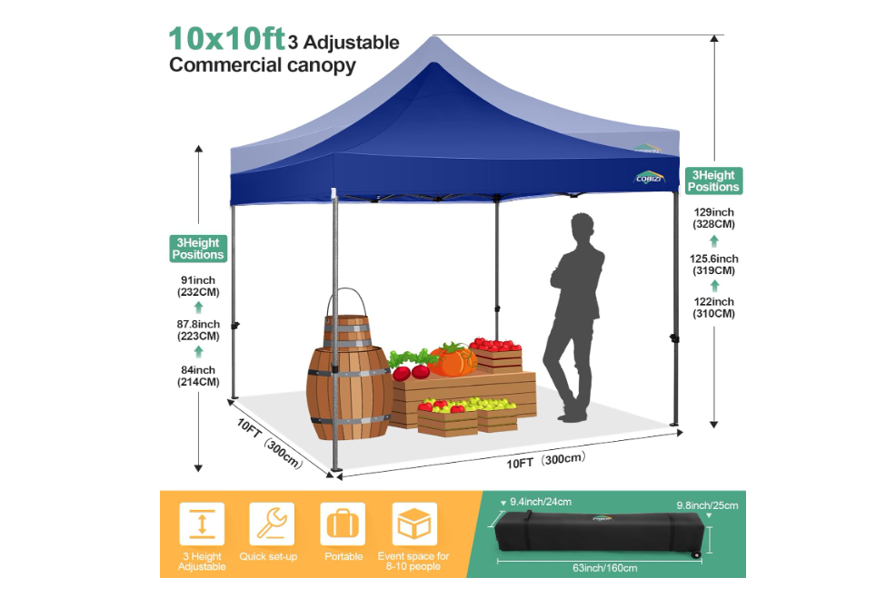 Partytent – Paviljoen – Tuintent – Feesttent – Easy-up – 3x3 Meter – Waterdicht – Versterkt Frame – Met Vier Zijwanden – Draagtas