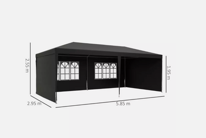 Vouwtent – Partytent – Tuinpaviljoen – Tentje – Overkapping – 3x6 Meter – Verstelbare Hoogte 2,44-2,64m – Weerbestendig Oxford Polyester Anthraciet