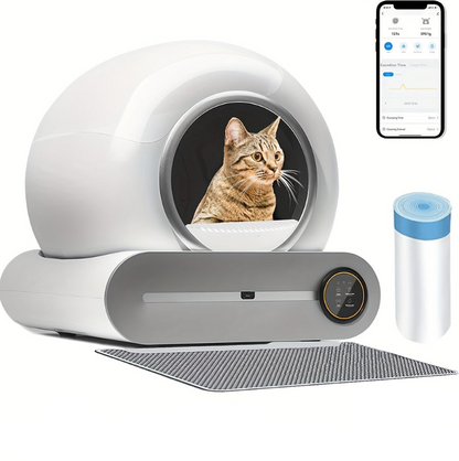 Automatische Kattenbak – Zelfreinigende Kattenbak – Slimme Kattenbak – Grote Kattenbak – Meerdere Katten Bak – Extra Groot Formaat – Negatieve Ionen Geurbehandeling – App-gestuurd Gebruiksmeter