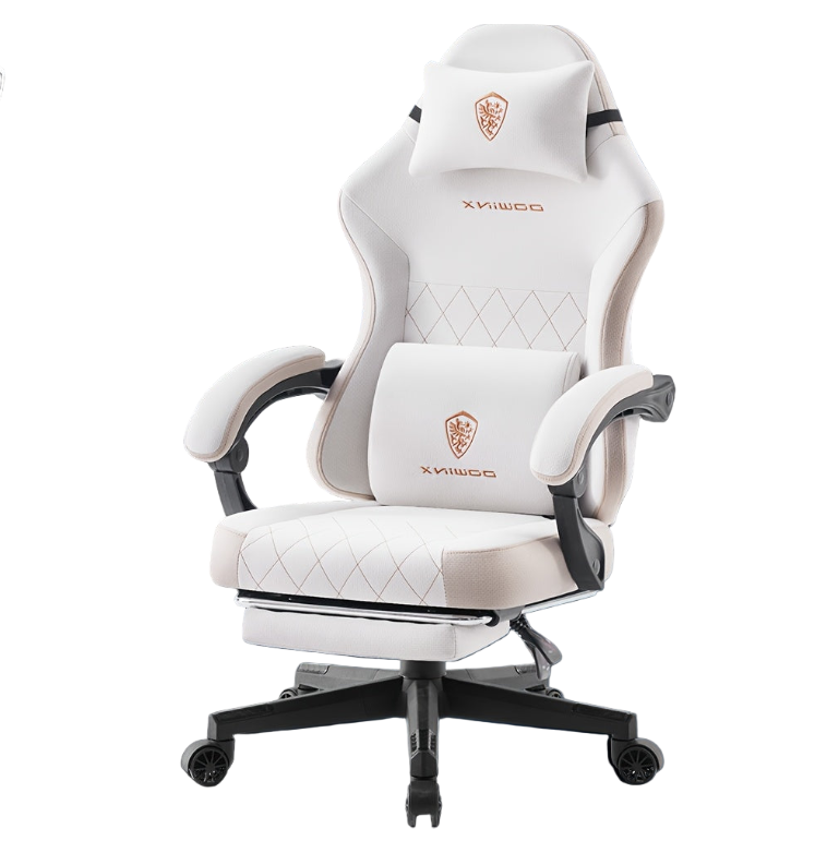 Bureaustoel – Bureaustoelen – Office Chair – Gaming Stoel – Draaistoel – Ergonomisch – Verstelbare Hoogte – Lendensteun Met Hoofdsteun – Max 136 kg – Beige
