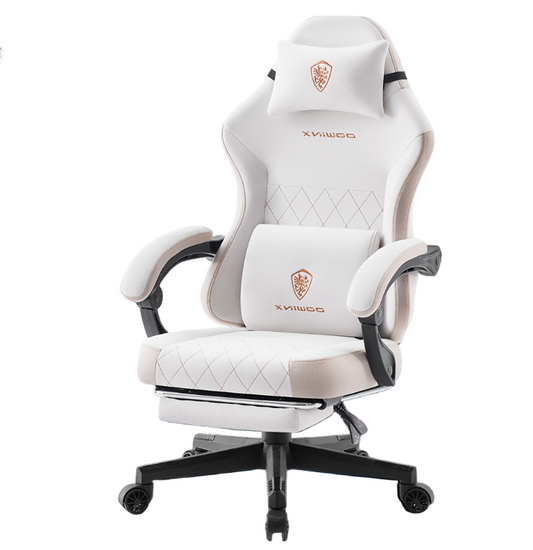 Bureaustoel – Bureaustoelen – Office Chair – Gaming Stoel – Draaistoel – Ergonomisch – Verstelbare Hoogte – Lendensteun Met Hoofdsteun – Max 136 kg – Beige