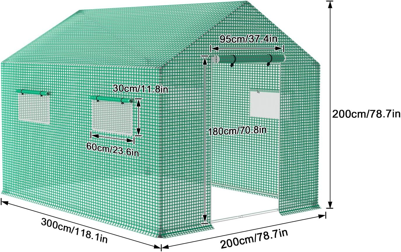 Kweekkas – Plantenkas – Tuinkas – Serre – Groentekas – 3 x 2 x 2 Meter – Gegalvaniseerd Stalen Frame – UV- en Vorstbestendige Folie