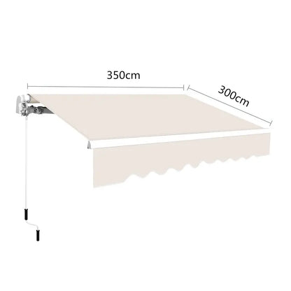 Zonwering Handmatig – Zonnescherm – Terraszonwering – Balkonzonwering – Tuinzonwering – Beige – Flexibele Maten 250x200 t/m 350x300 cm – Weerbestendig En UV-Bescherming