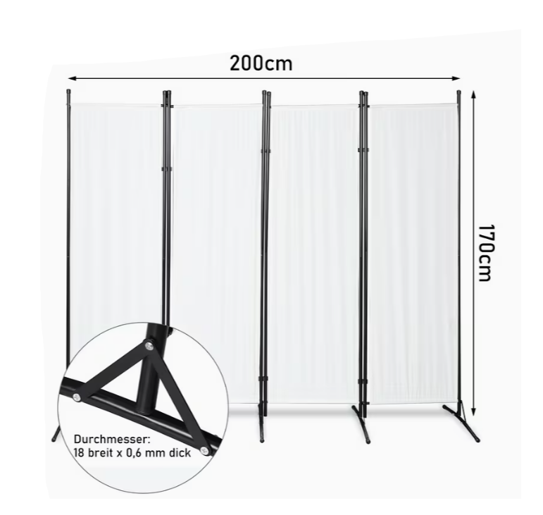Kamerscherm – Scheidingswand – Roomdivider – Paravent – Privacy Scherm – Opvouwbaar – Lichtgewicht – 180x180 cm – Metaal & Polyester – Beige