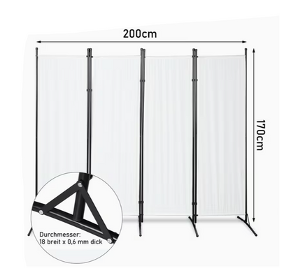 Kamerscherm – Scheidingswand – Roomdivider – Paravent – Privacy Scherm – Opvouwbaar – Lichtgewicht – 180x180 cm – Metaal & Polyester – Beige