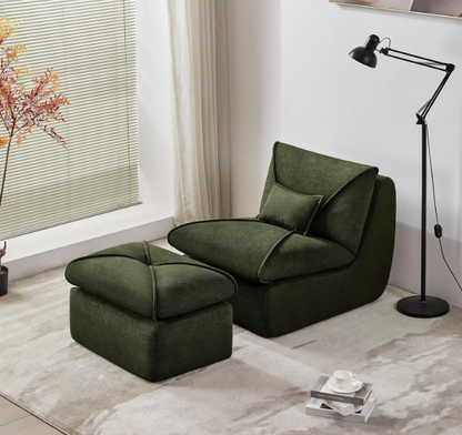 Relaxfauteuil – Fauteuil – Loungechair – Relaxstoel – Zitzak – Ergonomisch Design – Licht Beige Chenille Stof – Traagschuim Comfort