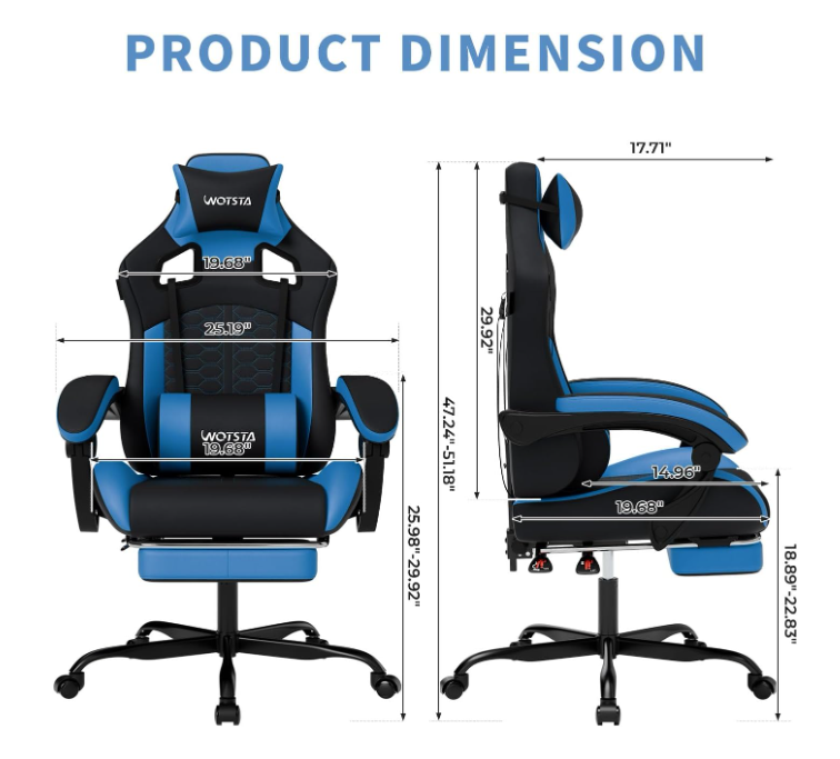 Gamingstoel – Gamestoel – Gaming Chair – Game Stoel – Esports Chair – Ergonomische Verstelbare Rugleuning – PU Kunstleer Met Voetensteun