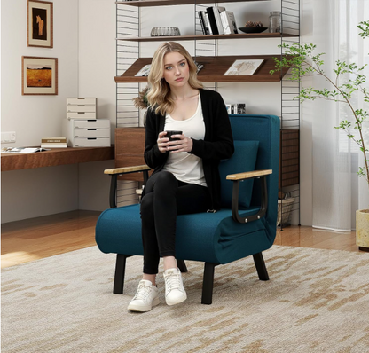 Vouwbed – Opklapbed – Logeerbed – Plooibed – Sofa Bed – Met Houten Handgrepen – Comfortabel Memory Foam Matras – Ruimtebesparend Multifunctioneel