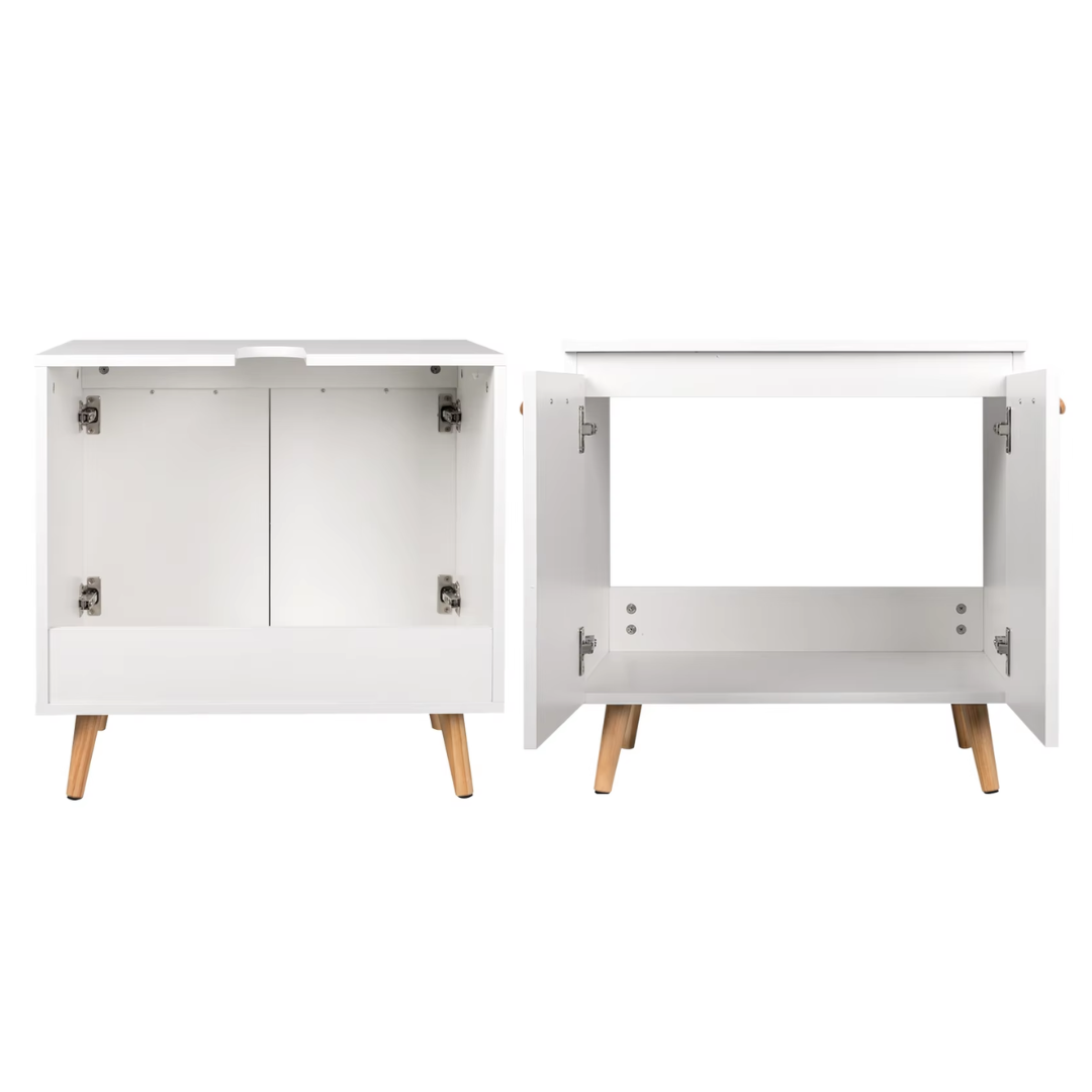 Wastafelmeubel 60x40x60,5 cm – Badkamerkast Onder Wastafel met Uitsparing – Wastafel Onderkast – Compact & Modern Design – Opbergruimte voor Badkamer - Witte