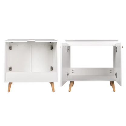 Wastafelmeubel 60x40x60,5 cm – Badkamerkast Onder Wastafel met Uitsparing – Wastafel Onderkast – Compact & Modern Design – Opbergruimte voor Badkamer - Witte