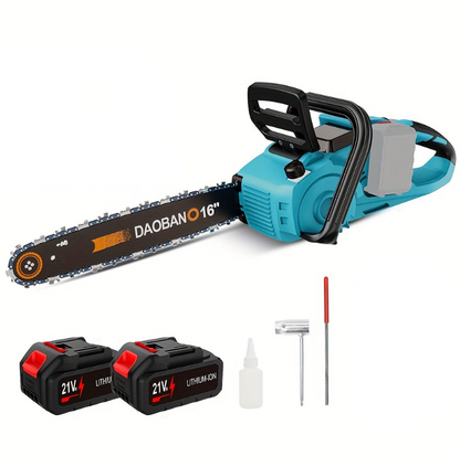 Draadloze Kettingzaag – Elektrische Zaag – Snoeizaag – Tuinzaag – Houtzaag – 40,64 cm Zaagblad – Automatische Oliëring – 2 Lithium Batterijen – Anti-Slip Handvat