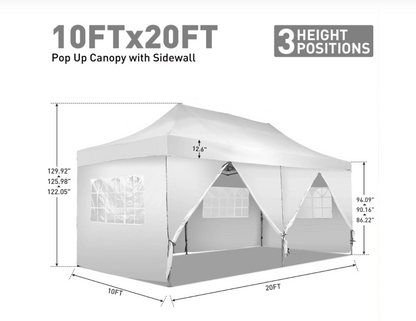 Buitenluifel – Partytent – Pop-up Tent – Tunneltent – Zonnescherm – 3x6 Meter – 4 Afneembare Zijwanden – Verstelbare Hoogtes