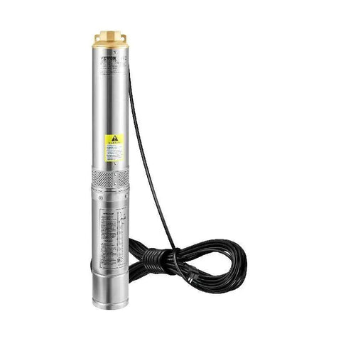 Vevor - Water pump - Deep well submersible pump - 750W - 230V - 50Hz stainless steel - for industrial irrigation and home use - Silver
