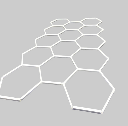 Hexagonale LED Plafondlamp – LED Paneel – Plafonnière – Werkplaatslamp – Garageverlichting – 14 Hex Elementen – Krachtig Koel Wit 6500K – Duurzaam Aluminium & PC