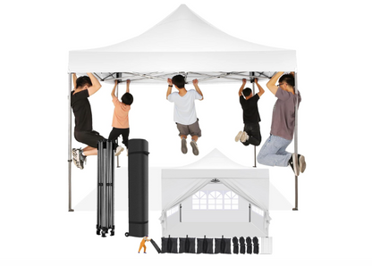 Pop-up Partytent – Klap Tent – Vouwtent – Markt Tent – Evenemententent – 3,05×3,05 Meter – 4 Afsluitbare Zijwanden – Verstelbare Hoogte