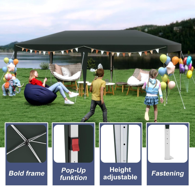 Partytent – Vouwtent – Tuinpaviljoen – Feesttent – Tuintent – 3x6 Meter – Verstelbare Hoogte – Waterdicht Oxford Polyester
