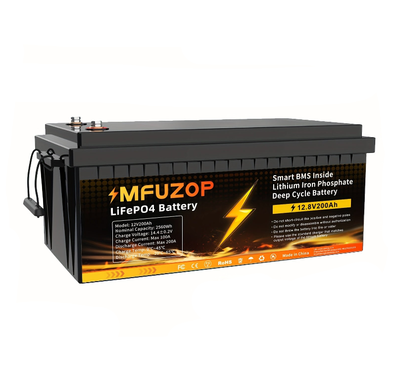 Lithium Accu – LiFePO4 Accu – Solar Accu – Camper Accu – Deep Cycle Accu – 12V 200Ah – 200A BMS Bescherming – Robuuste ABS Behuizing