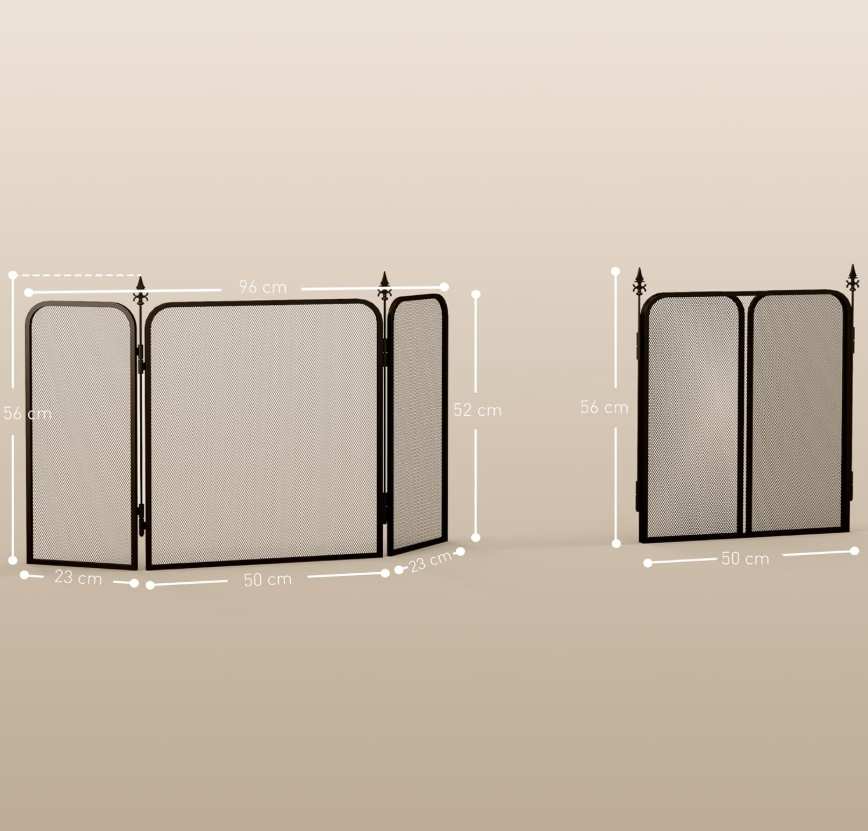 Haardscherm – Openhaard scherm – Vuurhaard beveiliging – Houtkachel afscherming – Glasvuurhaard scherm – Vouwbaar 96x56 cm – Hittebestendige glasdeuren & Mesh Achterpaneel