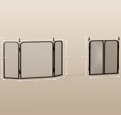 Haardscherm – Openhaard scherm – Vuurhaard beveiliging – Houtkachel afscherming – Glasvuurhaard scherm – Vouwbaar 96x56 cm – Hittebestendige glasdeuren & Mesh Achterpaneel