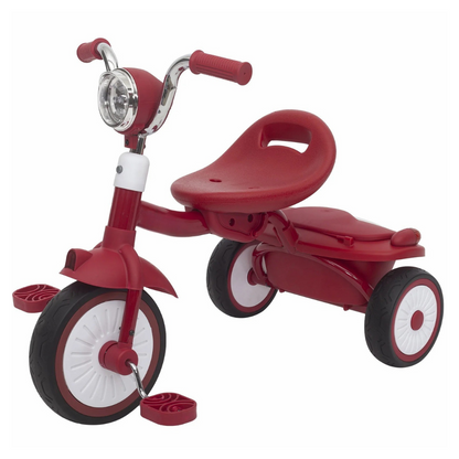 Driewieler voor Peuters – Kinderfiets Opvouwbaar met PU Wielen – Verstelbaar Zadel – Met Voorlamp & Opbergmand – 1 tot 3 Jaar – Rood