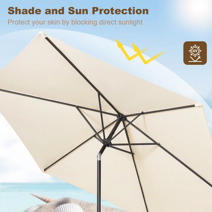 Parasol 300cm – UV-Bestendige Tuinparasol en Strandparasol – Waterdichte Zeshoekige Zonwering – 45° Kantelbaar – Lichtgewicht Design – Inclusief Draagtas – Ideaal Voor Tuin, Balkon of Strand – Beige
