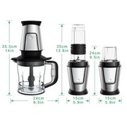 3-in-1 Keukenmachine – 700W Blender, Smoothie Maker - Voedselhakker & Droge Molen – Draagbare Juicer voor Groenten - Fruit & Noten – Multifunctionele Food Processor