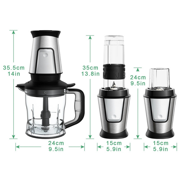3-in-1 Keukenmachine – 700W Blender, Smoothie Maker - Voedselhakker & Droge Molen – Draagbare Juicer voor Groenten - Fruit & Noten – Multifunctionele Food Processor