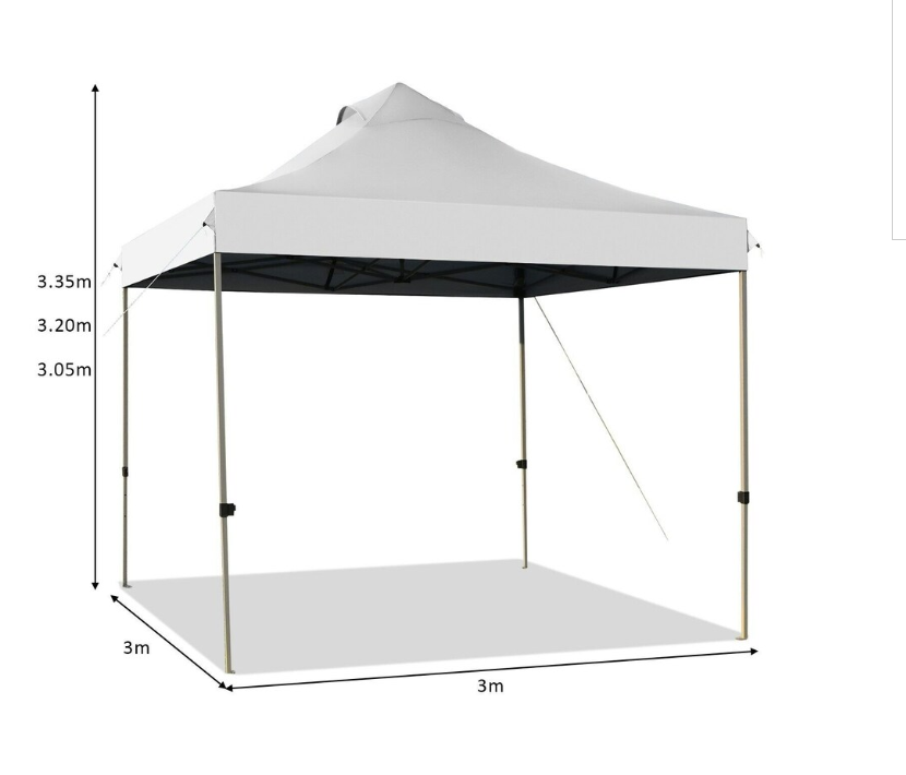 Partytent – Paviljoen – Tuintent – Feesttent – Opvouwbare Tent – 3x3 m – Waterdicht – UV Bescherming 50+ – Stevig Frame – Winterbestendig – Wit