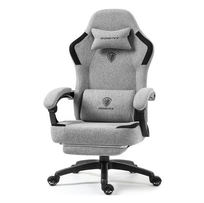 Ergonomische Gamestoel – Bureaustoel – Computerstoel – Racestoel – Zwart Grijs – Verstelbare Rugleuning – Inclusief Voetsteun en Hoofdsteun