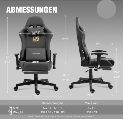 Ergonomische Gamingstoel – Bureaustoel – Computestoel – Recliner Stoel – Gamestoel Met Voetsteun – Verstelbare Rugleuning – Hoogwaardige Kunstleren Bekleding – Grijs