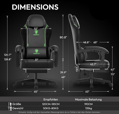 Gaming Stoel – Bureaustoel – Racestoel – Zitzak – Werkstoel – Ergonomisch Design – Verstelbare Rugleuning & Voetsteun – Zwart Wit